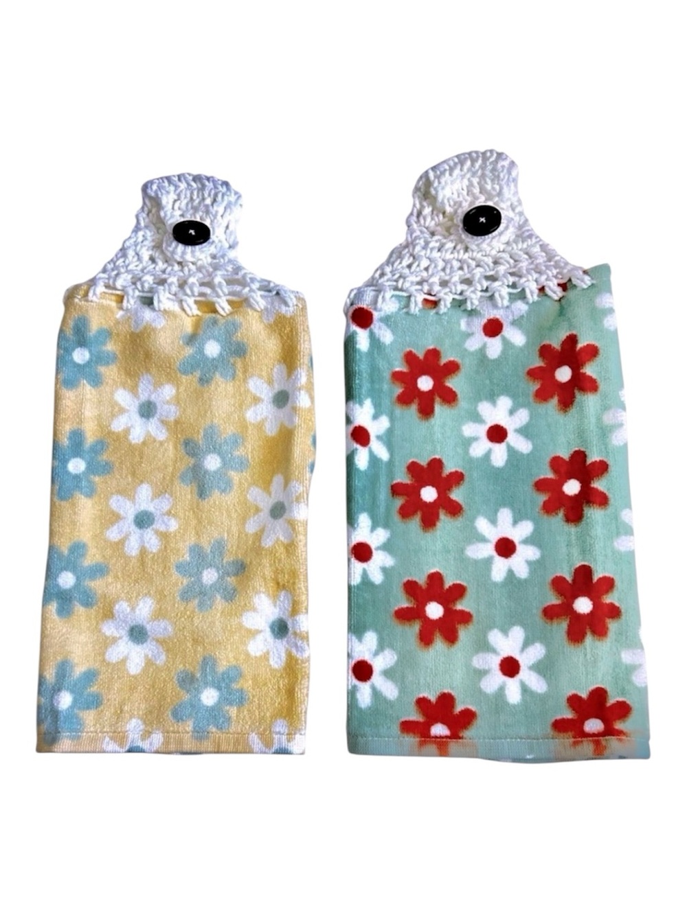 Hand Crafted Colorful Floral Retro Hanging Hand Towels Crochet Top Cotton